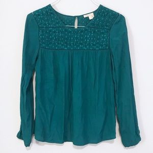 Anthropologie | Meadow Rue Teal Polka Dot Blouse